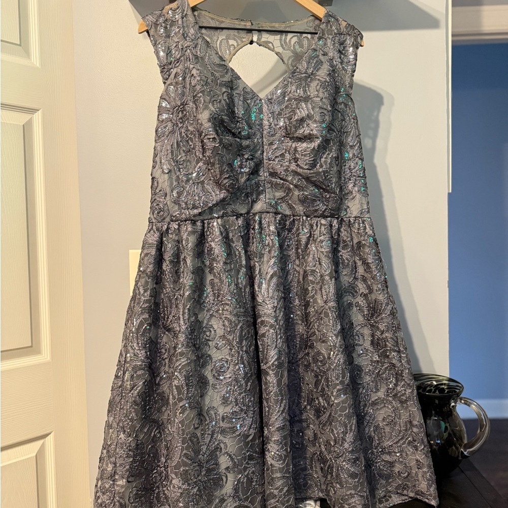 Gray Sequin Mini Dress with Halter Neckline sz 18